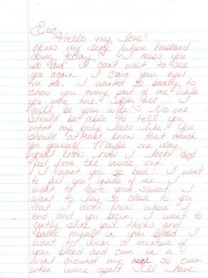 Christa Pike handwritten love letter and envelope
