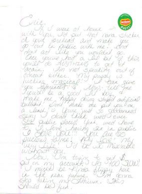 Christa Pike handwritten letter