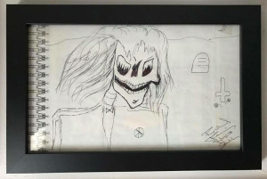 Richard Ramirez - Original 9X14 1990s Era Artwork - Signed in Full w/ Night Stalker - Framed