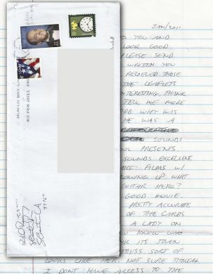 Richard Ramirez - THE NIGHT STALKER - Handwritten Letter and Envelope + 2 Drawings + Song Lyrics