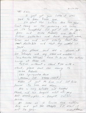 Jim Ruzicka two page handwritten letter (DISCOUNTED NO ENVELOPE)