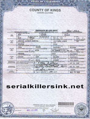 Sean Richard Sellers official certificate of birth