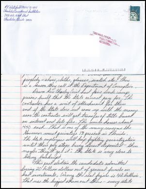Fred Waterfield handwritten letter + envelope