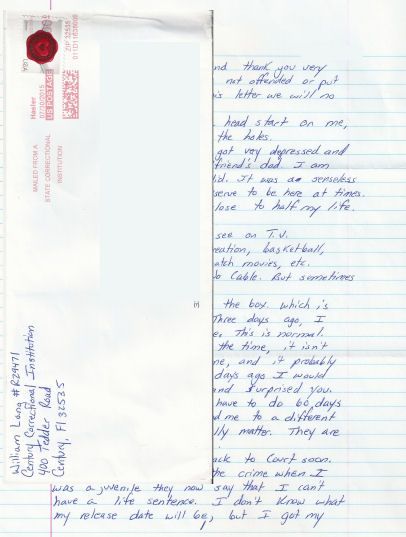 William Lang - Handwitten Letter and Envelope