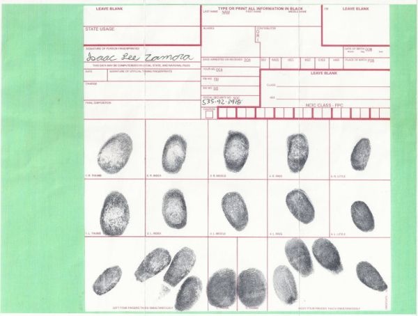 Isaac Zamora - True Fingerprint Chart On 8X11 Paper